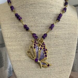 Purple and Gold Butterfly Necklace